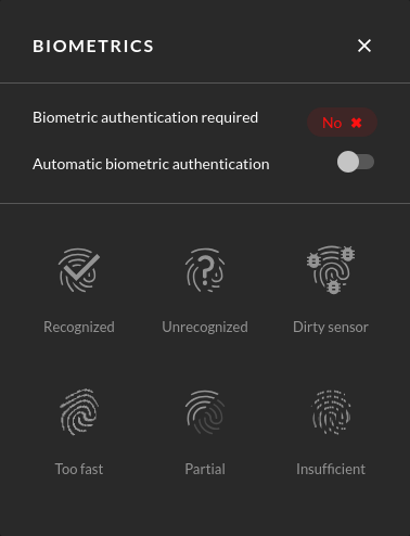 Biometrics widget disabled