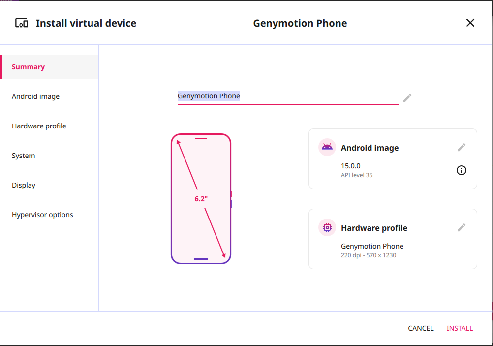 Virtual device installation wizard