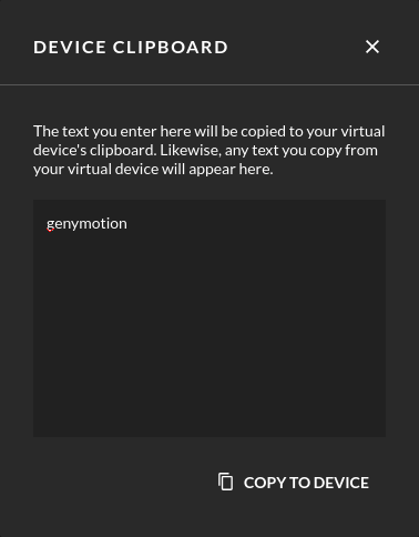 Clipboard widget window with copied text