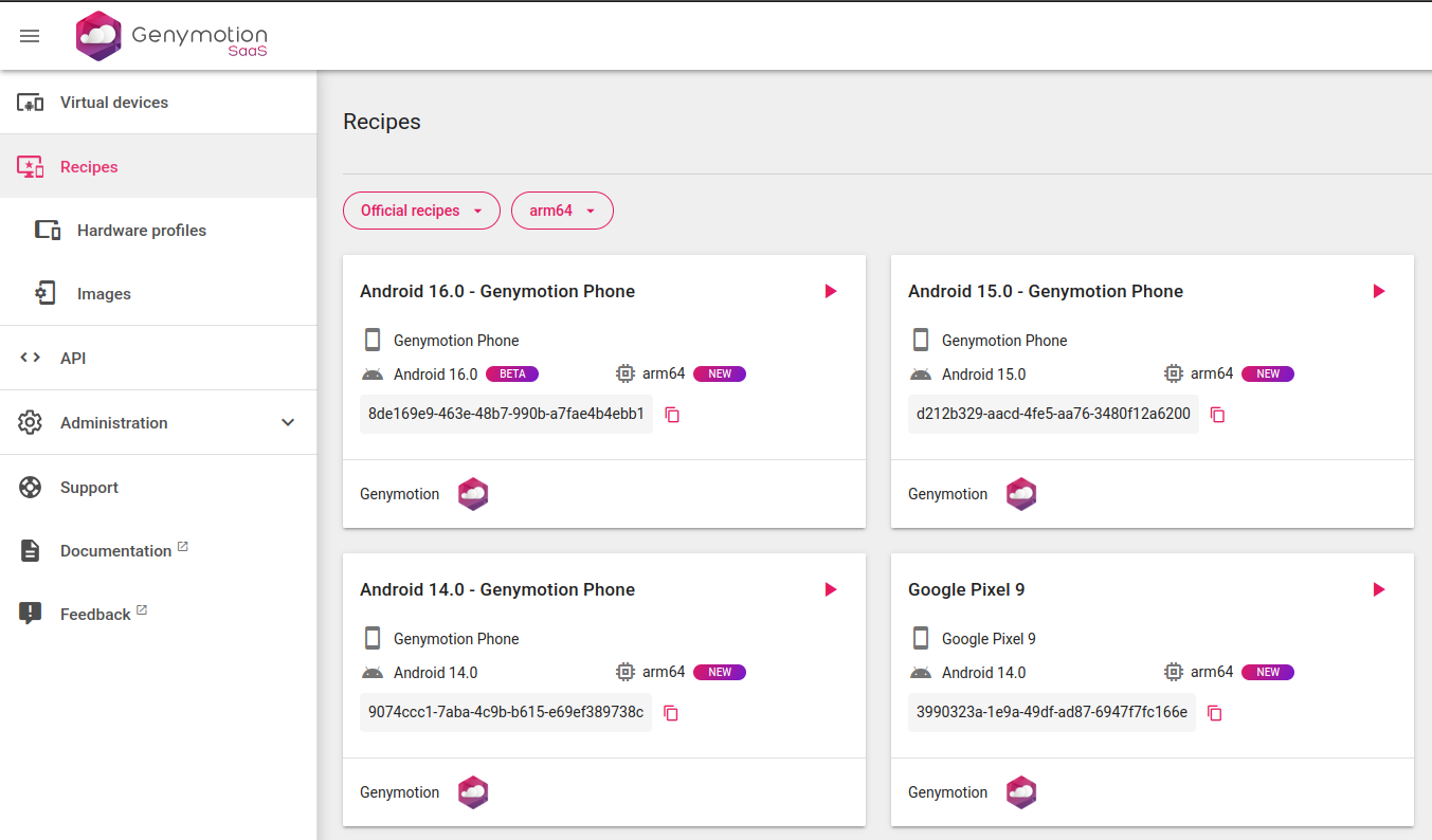 Official arm64 based recipes